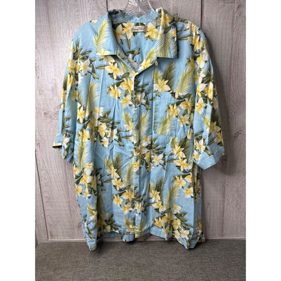 Seven Palms Other - Mens Seven Palms Hawaiian Floral Button-Up Shirt XL Blue Yellow Beach Cruise